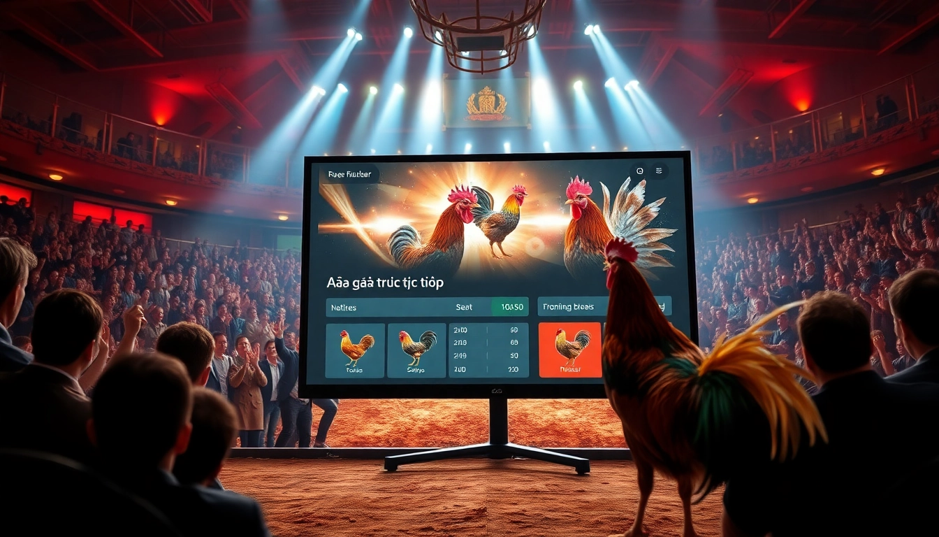 Engage with đá gà trực tiếp as spectators enjoy a live cockfight event with vibrant betting options.
