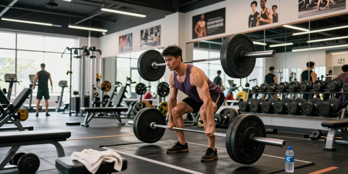 Anabolika Shop and bodybuilder demonstrating strength training in modern gym.