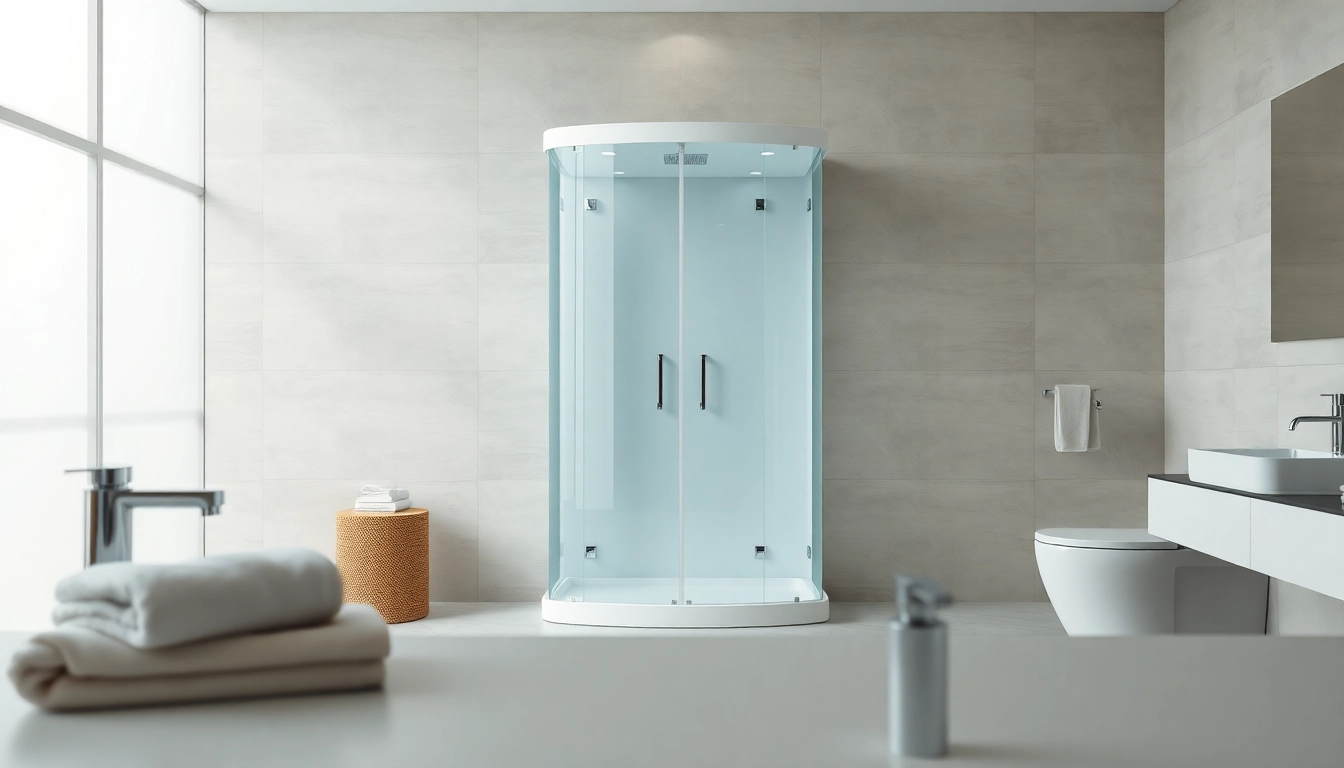 Duschkabine 90x90 mit modernem Design in einem eleganten Badezimmer arrangiert.