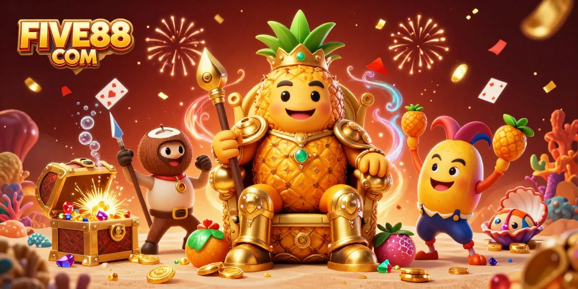 Experience the thrill of FIVE88 COM gaming with vibrant characters and exciting casino elements.