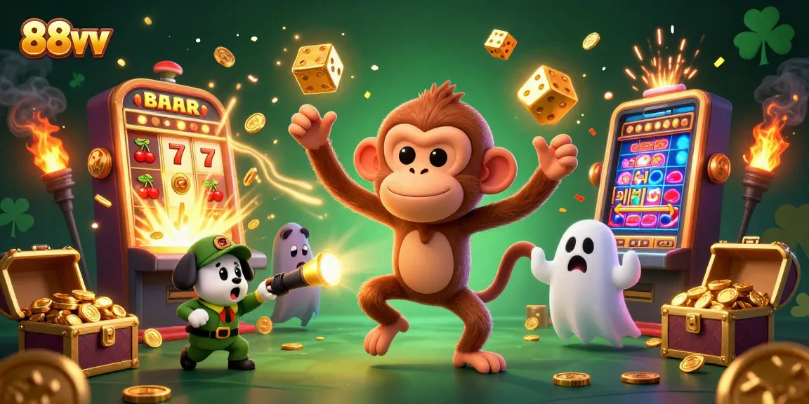 Experience thrilling gambling action at 88vv with a playful ghost and treasure-filled casino.