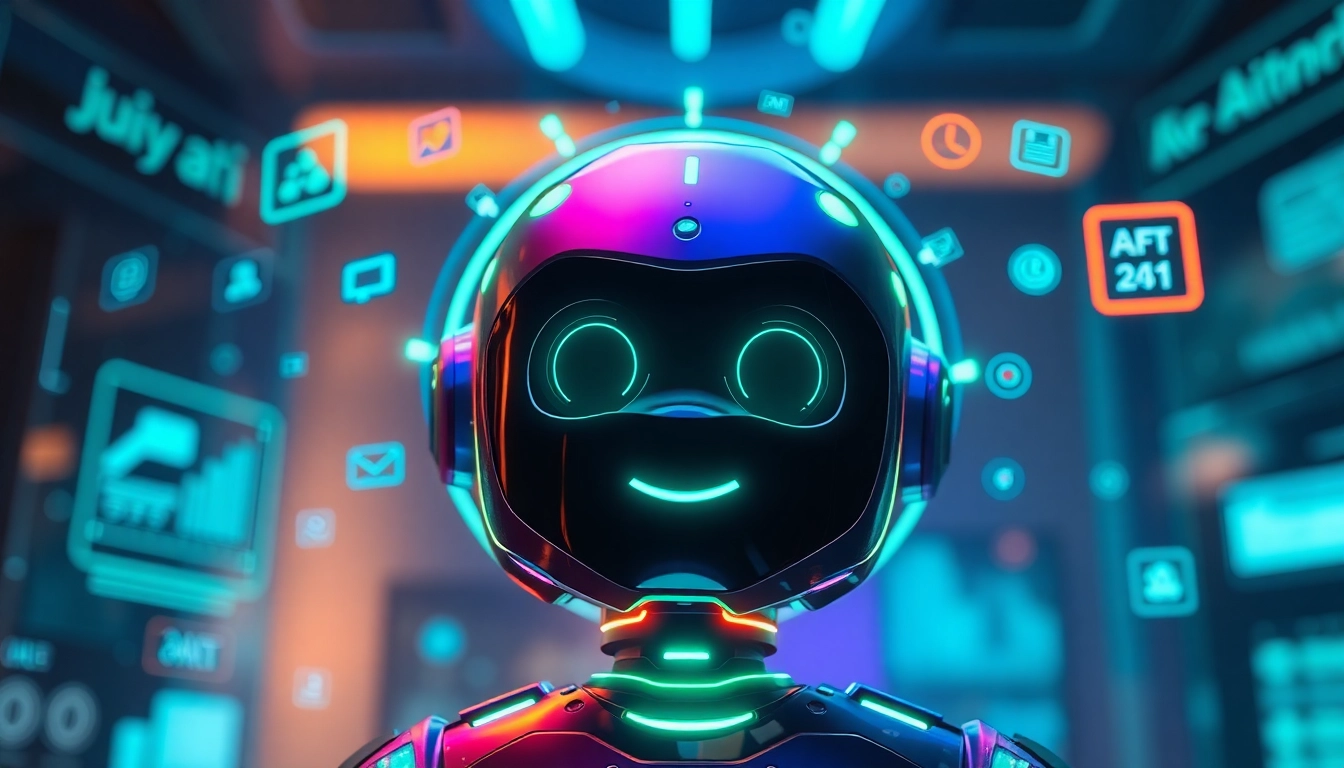 Engaging interface of juicy ai chatbot technology with vibrant colors and interactive elements.