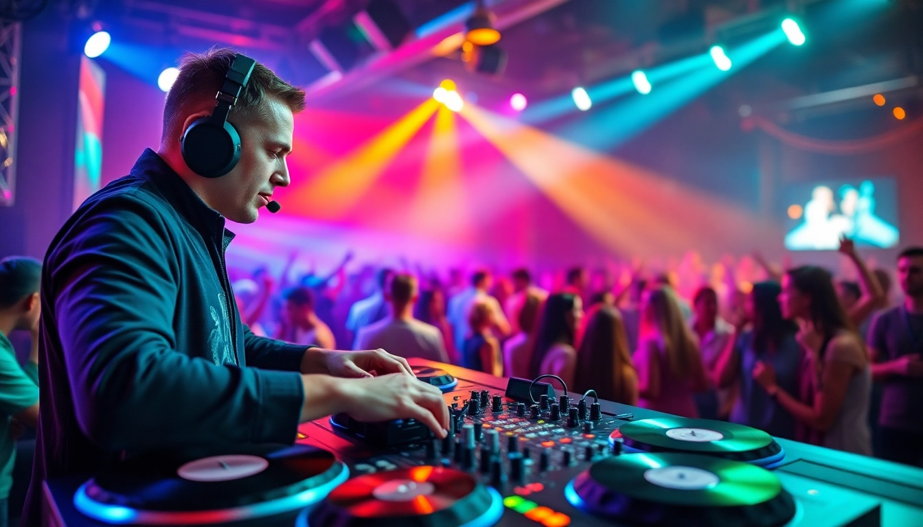 DJ aus München begeistert die Partygäste im pulsierenden Nachtleben.