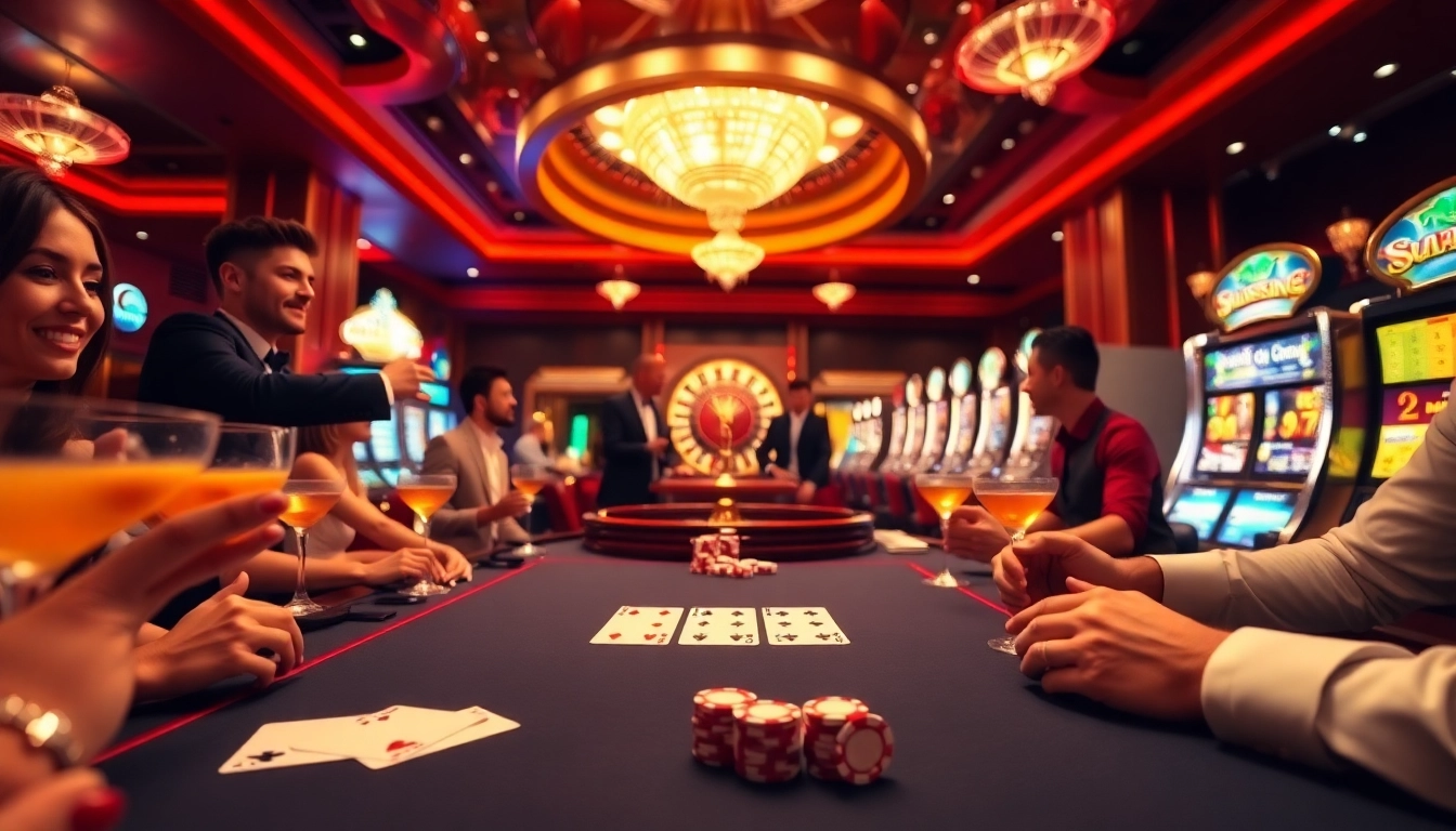 Players experiencing the excitement of gambling on https://hz88.life/ with vibrant casino elements.