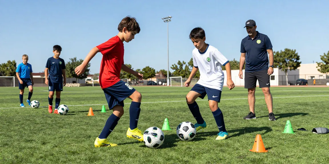 Fußball-Shop Deutschland: Junge Spieler trainieren mit Mantom Bällen auf dem Platz.
