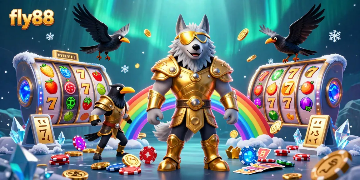 Experience exhilarating slot action with fly88 in a vibrant 3D casino scene themed around Norse mythology.