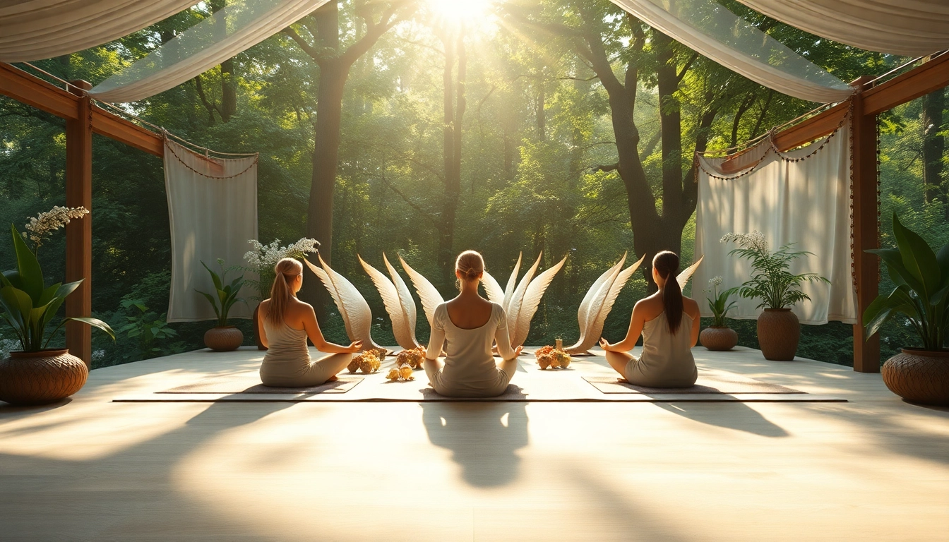Besonders wichtig ist die entspannende Retreat-Umgebung mit Engelsthemen und Meditationsteilnehmern.