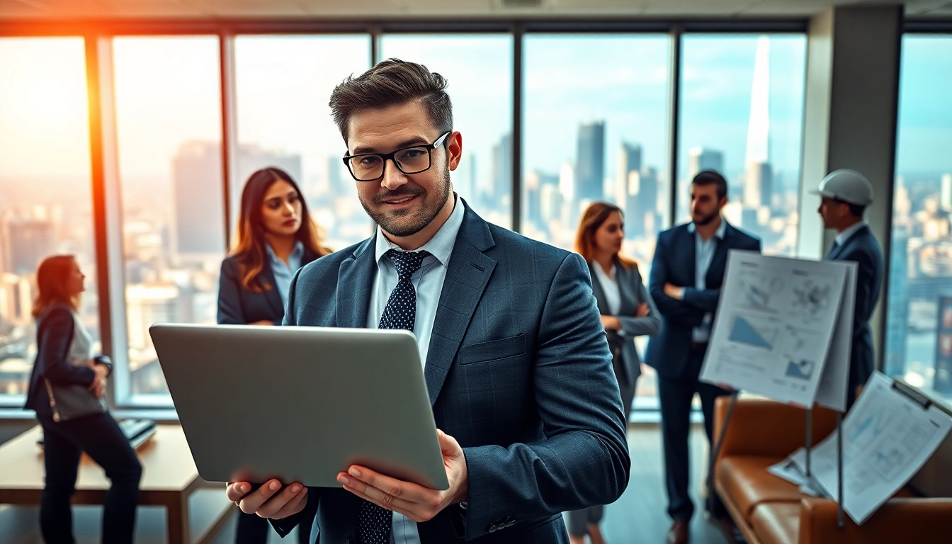 Headhunter Ingenieure berät engagierte Ingenieure in einer modernen Büroumgebung.