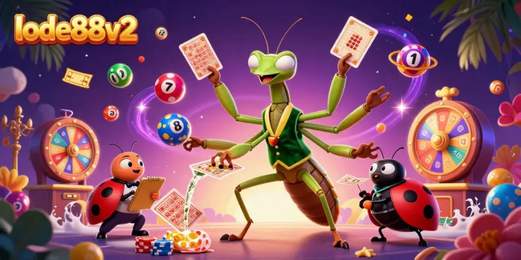 Experience thrilling games at lode88v2 with a lively casino scene featuring a dynamic card sharp and pit boss.