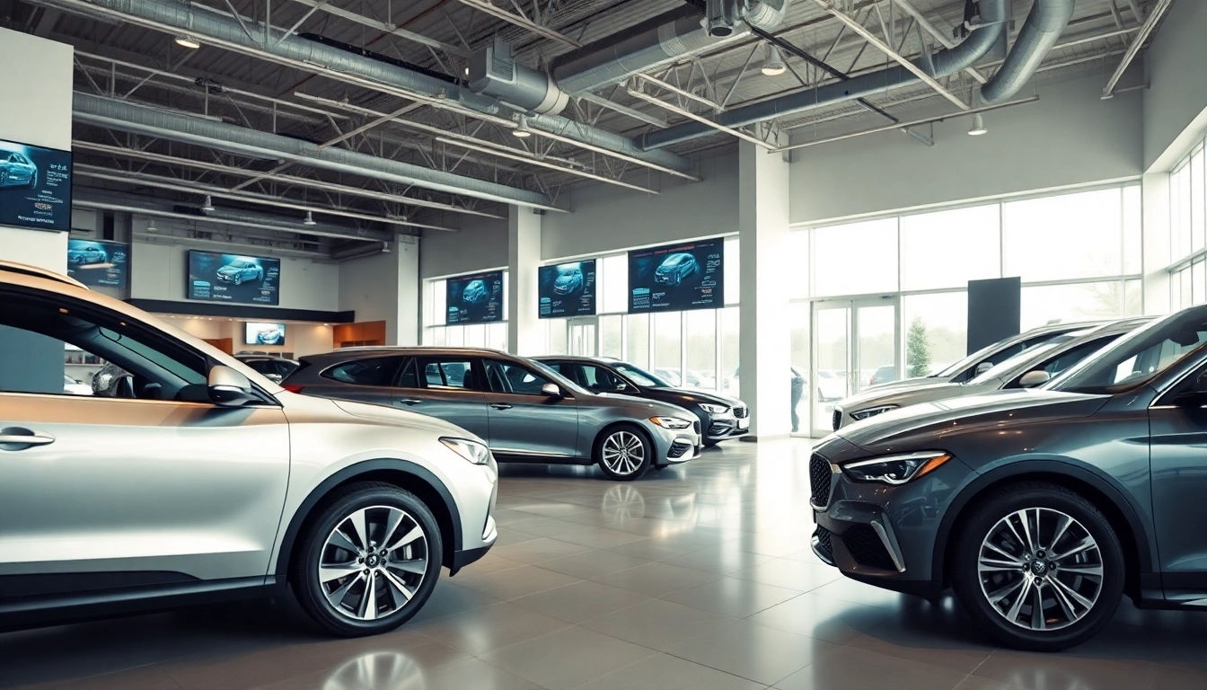 Auto kaufen: Ein Kaufberater zeigt ein modernes Auto in einem stilvollen Showroom.