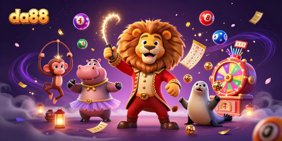 Play to win big at da88 with lively circus characters amidst a vibrant casino atmosphere.