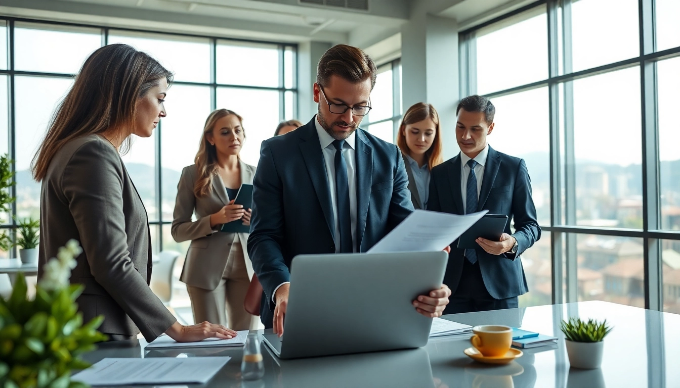 Headhunter Schweiz berät professionell in einem modernen Büro, um Kandidaten zu finden.