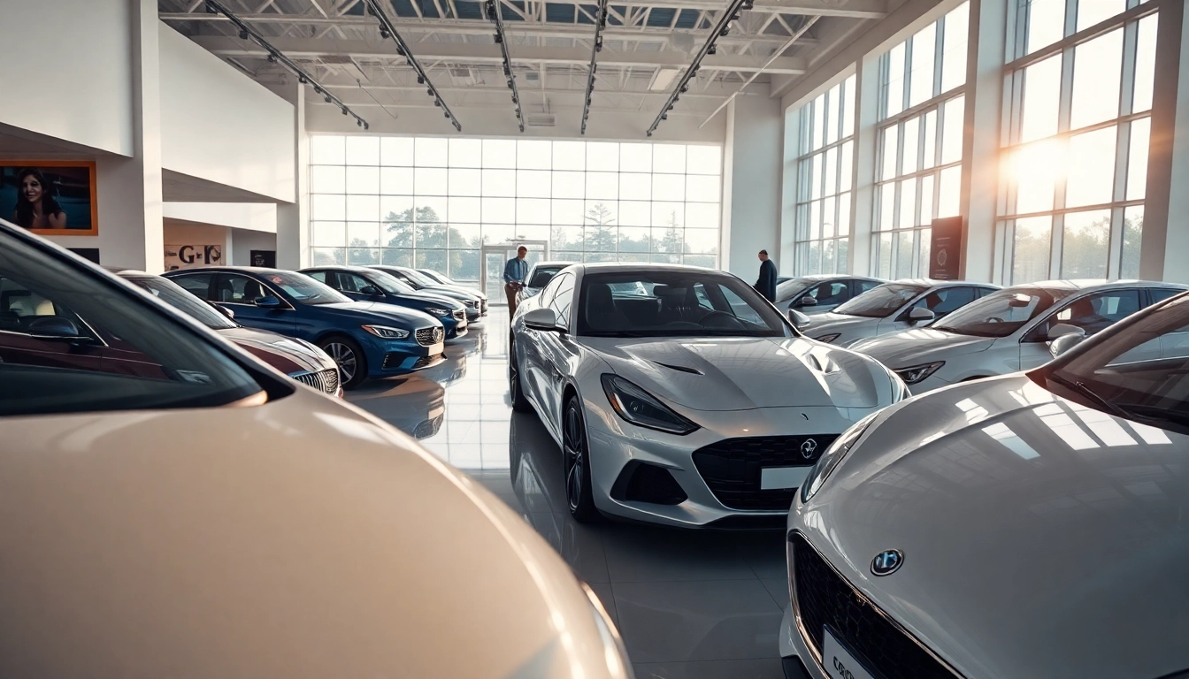 Auto kaufen in einem modernen Autohaus mit verschiedenen Modellen und einladender Atmosphäre.