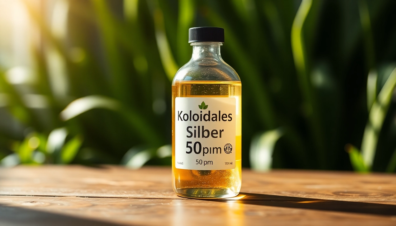 Discover the benefits of Kolloidales Silber 50 ppm in a glass bottle, showcasing its purity and natural essence.