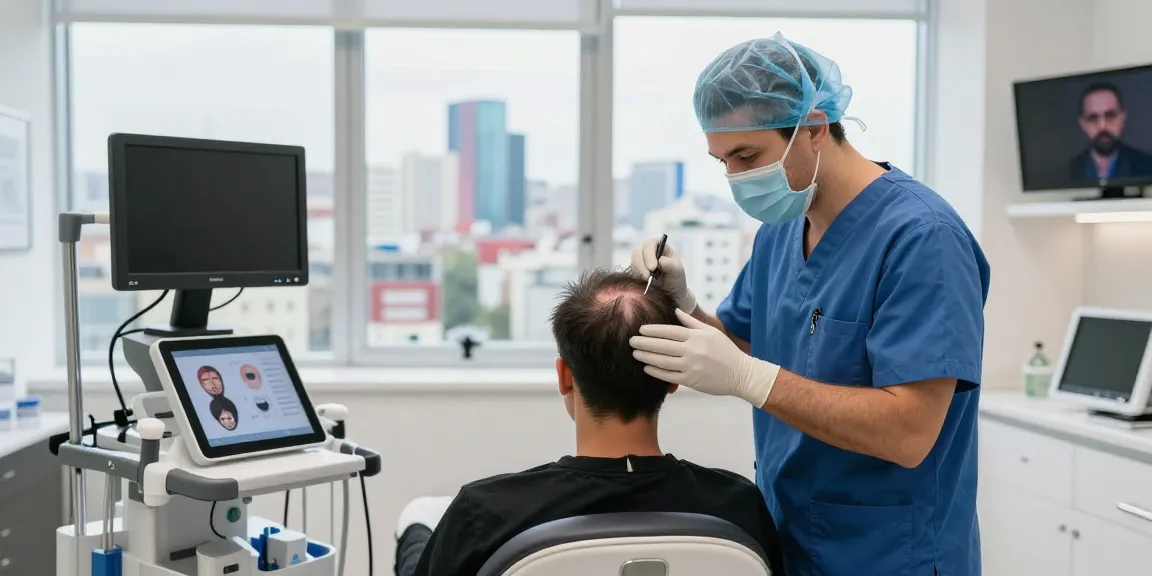 Haartransplantation istanbul expert examining patient in modern clinic