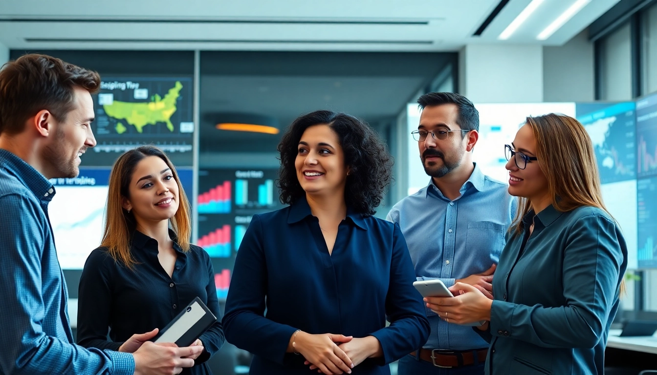 Analyse der Werbung Trends durch ein Team in einem modernen Büro