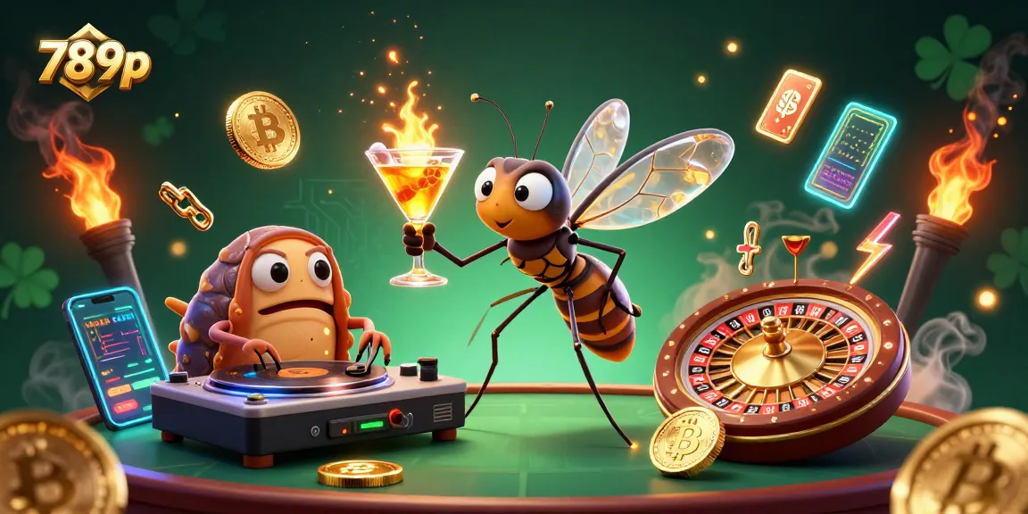 Experience thrilling gaming with 789p's unique casino mascot amidst vibrant digital elements.
