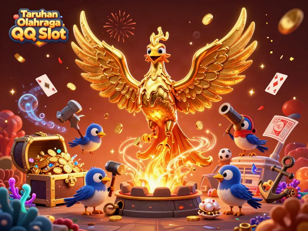 Bet on Taruhan Olahraga QQ Slot in an ultra-detailed 3D illustration with sports elements.