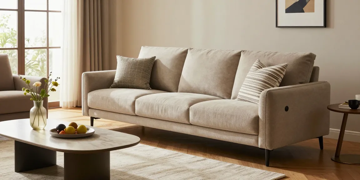 Baxter Sofa online kaufen in einem stilvollen modernen Wohnzimmer mit eleganter Dekoration und warmem Licht.