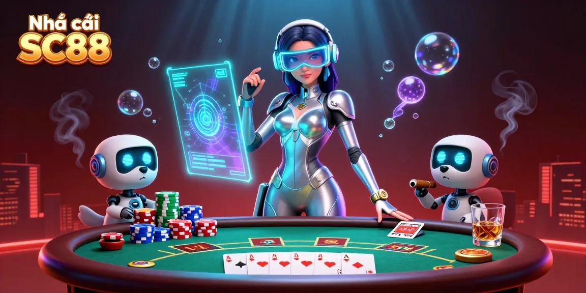 Engage with Nhà cái SC88 in a vibrant casino scene featuring dynamic gaming elements.