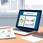 Drafting a businessplan ambulanter pflegedienst with charts on a modern desk.