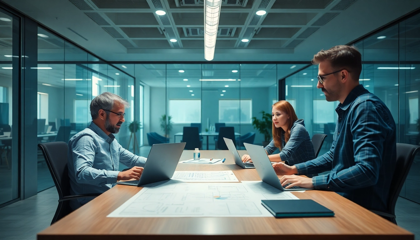 Ingenieure arbeiten zusammen in einem modernen Büro, symbolisierend die Expertise eines Headhunter Ingenieure.