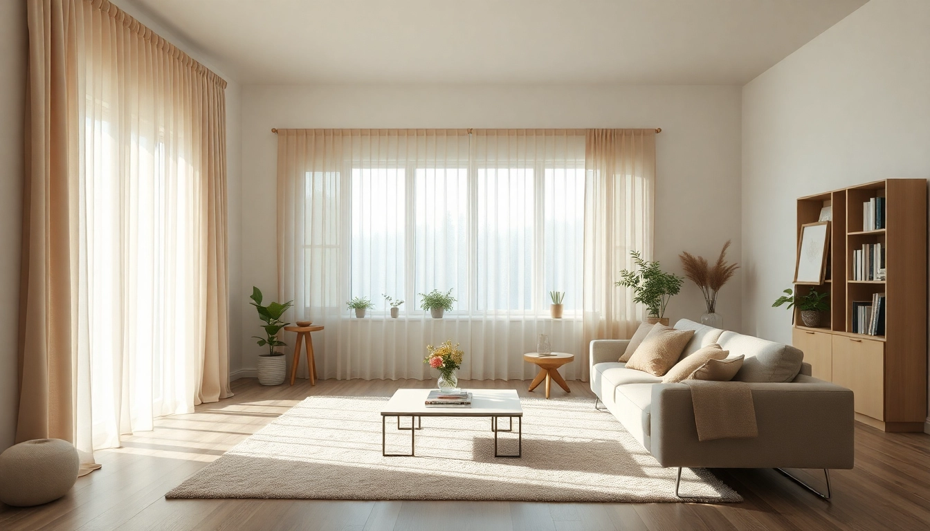 Schönes Plissee nach Maß im Wohnzimmerfiltert sanftes Licht.