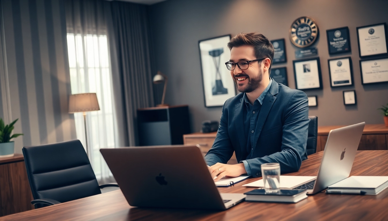 Headhunter Geschäftsführer im Gespräch mit einem Kandidaten in einem modernen Büro.
