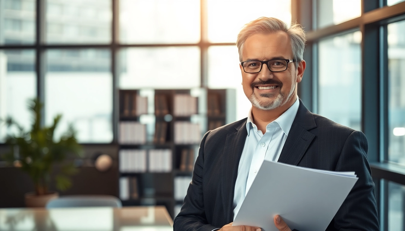 Headhunter prüft Lebenslauf in einem modernen Büro.
