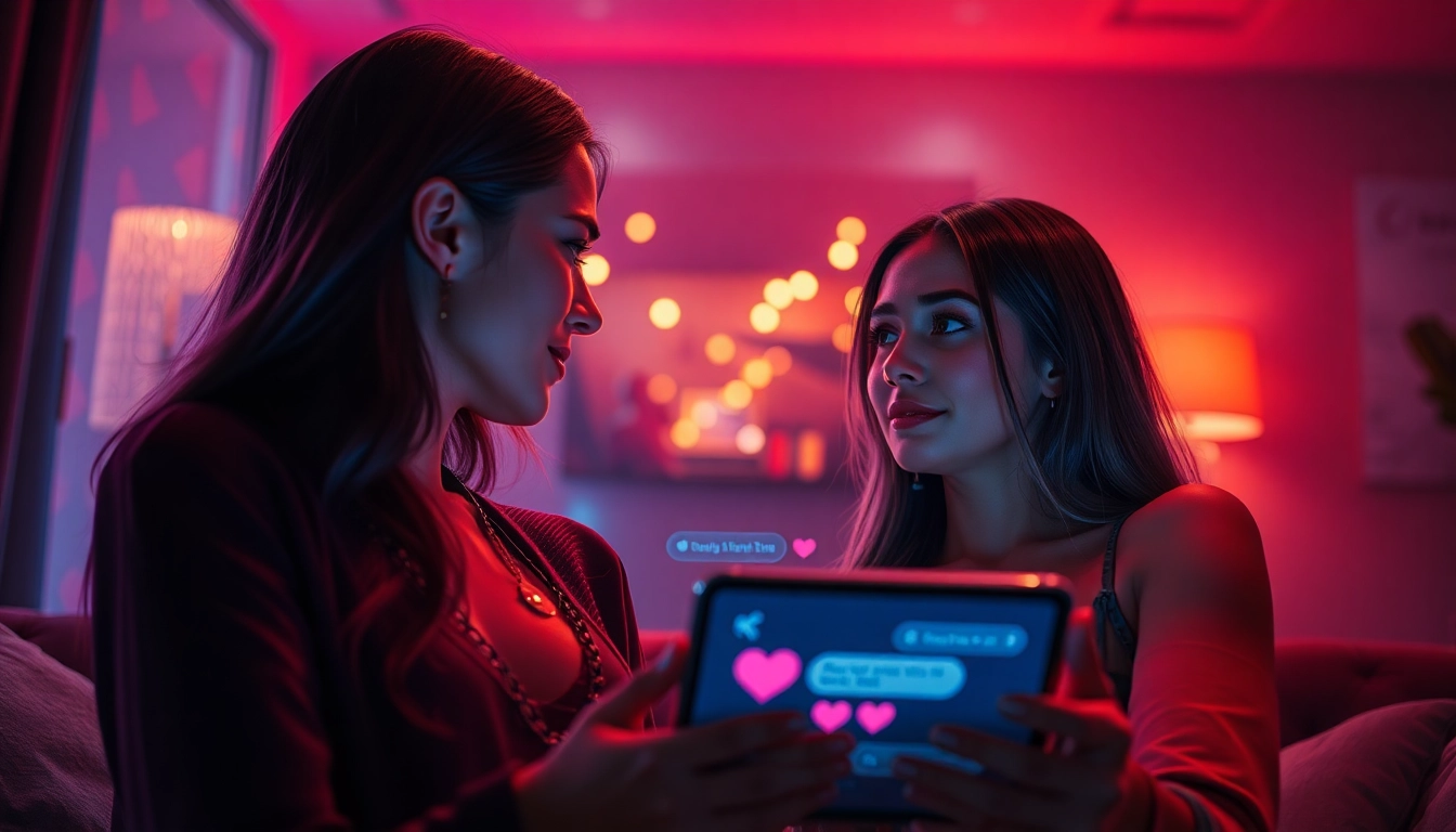 Engage in passionate porn ai chat with enticing AI characters in a vibrant digital setting.