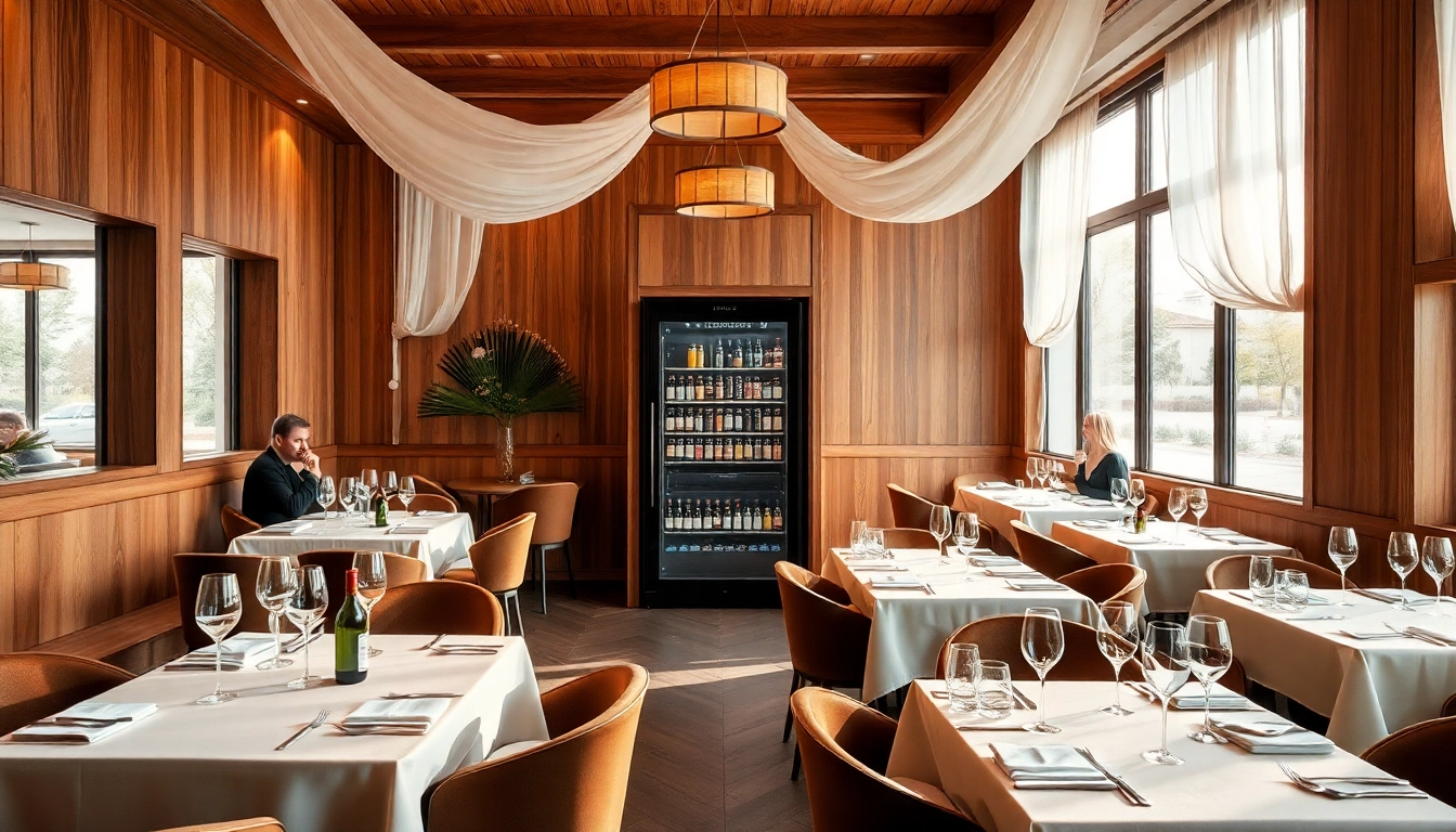 Erleben Sie die exklusive Atmosphäre eines Headhunter Gastronomie mit eleganten Tischen und edlen Weinen.