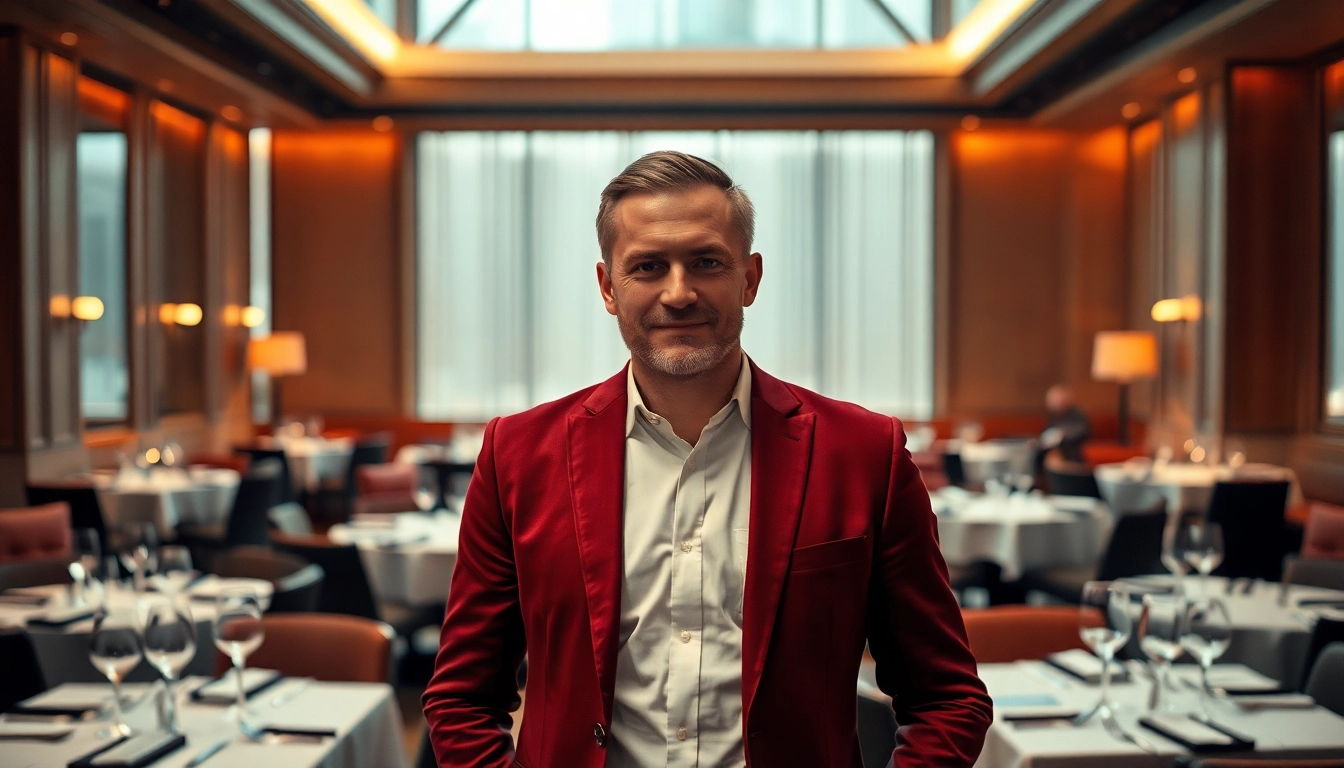 Headhunter Gastronomie bei der Zusammenarbeit mit Klienten in einem eleganten Restaurant, um Fachkräfte zu rekrutieren.