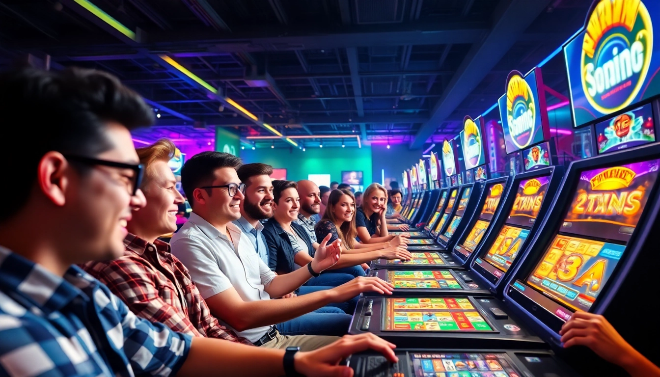 Vibrant scene of players enjoying games at Sunwin20, showcasing excitement and engagement in an online casino.