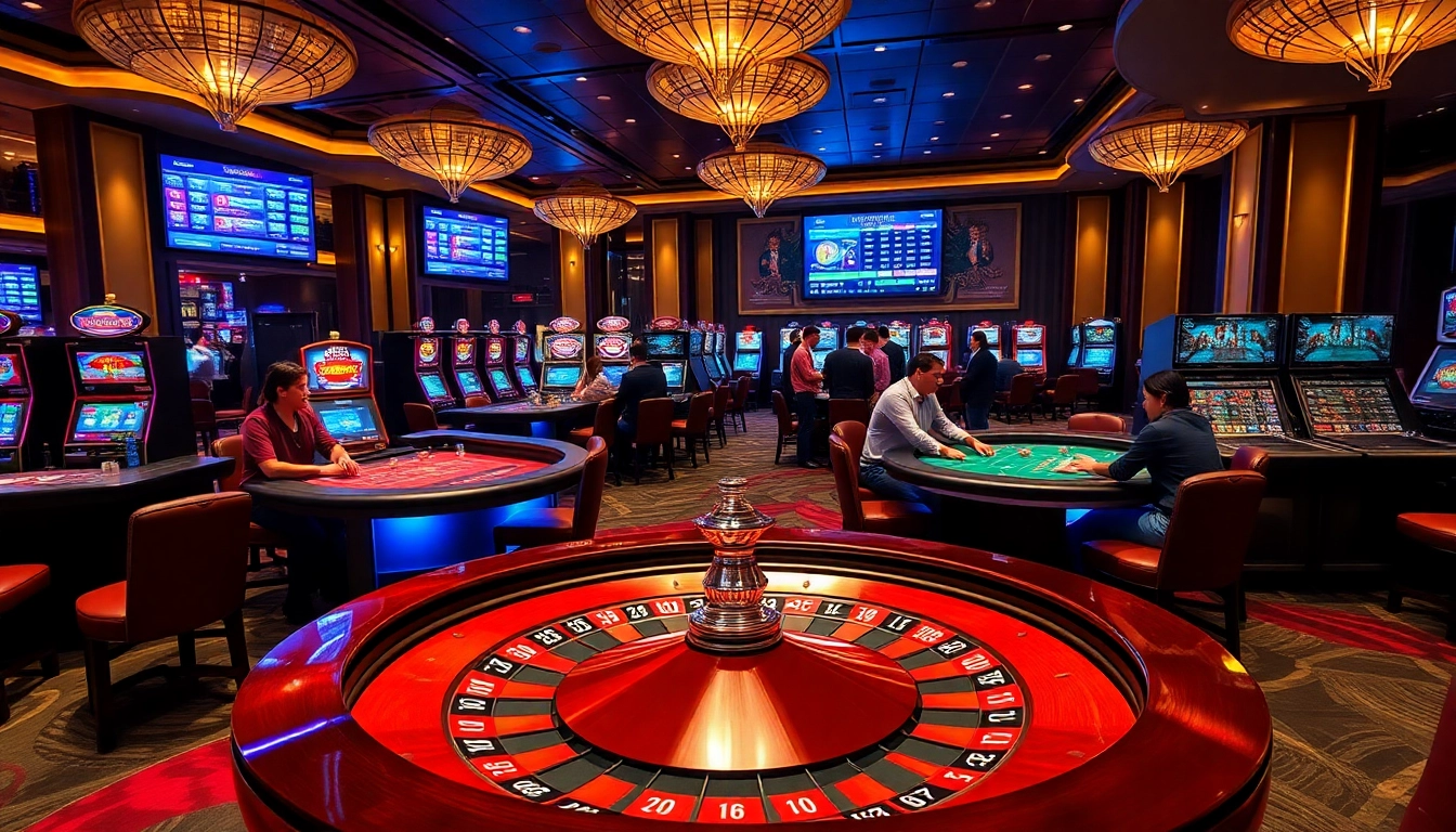 Experience the thrill of เว็บตรง soibet with vibrant casino tables, roulette wheel, and dynamic betting elements.