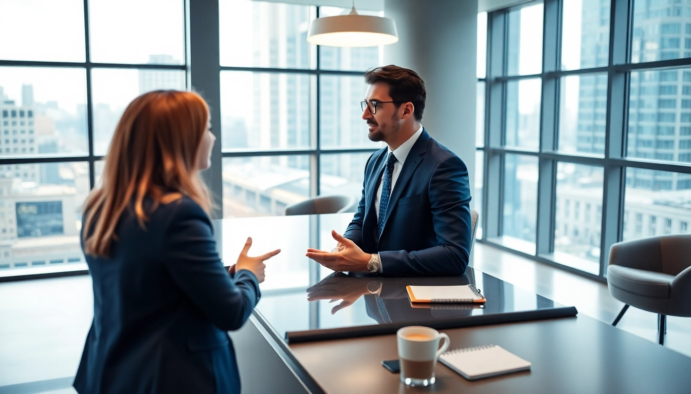 Professioneller Headhunter Schweiz in einem modernen Büro bei einer Beratung mit einem Klienten.