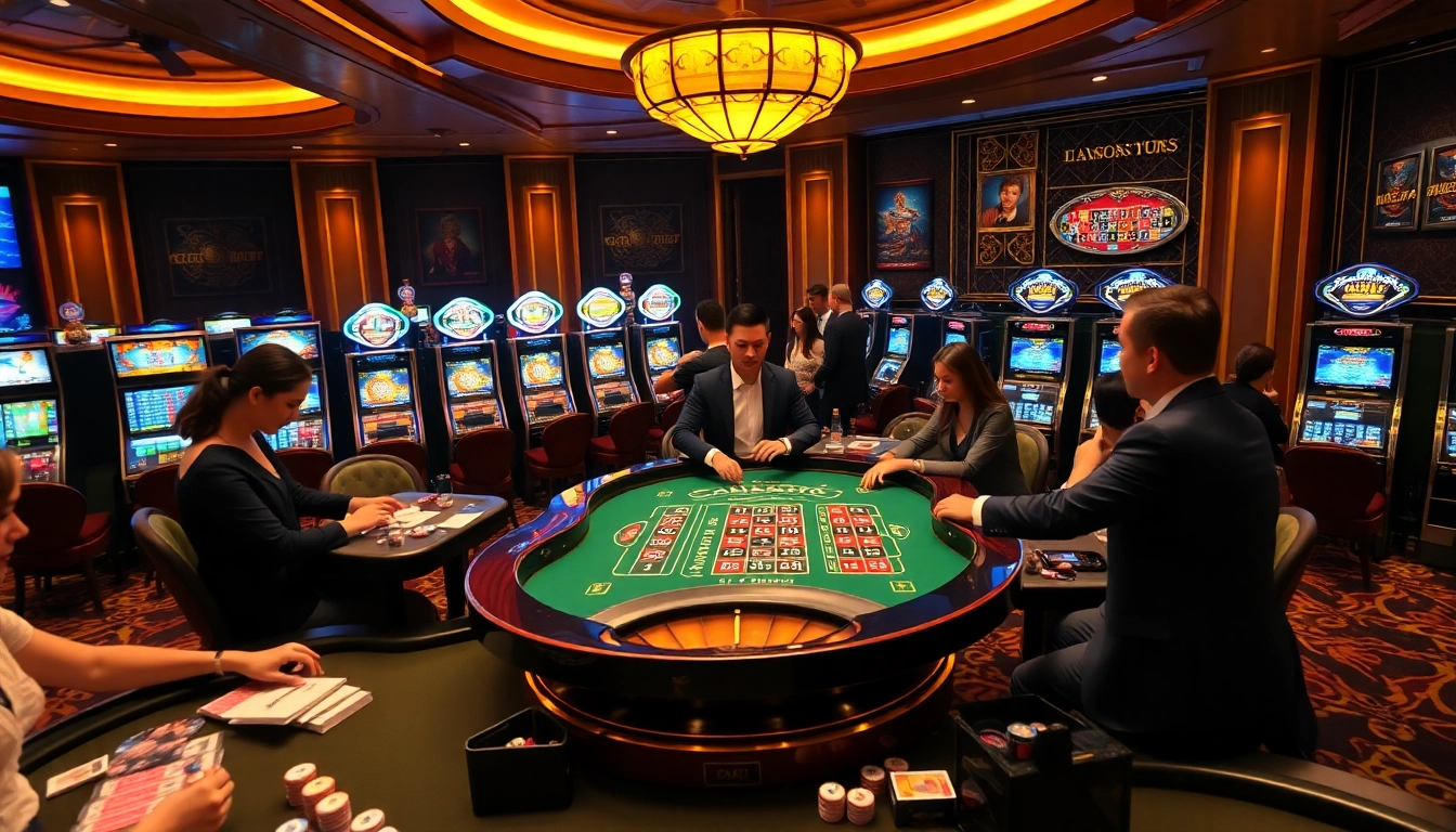 Experience the thrill of Casino Five88 with dynamic gaming tables and vibrant slot machines.