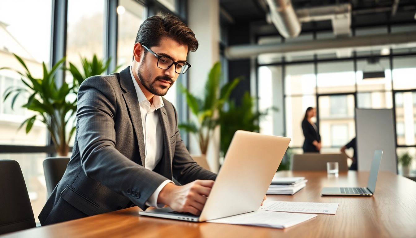 Headhunter arbeitet in einem modernen Büro und führt Gespräche mit Klienten.