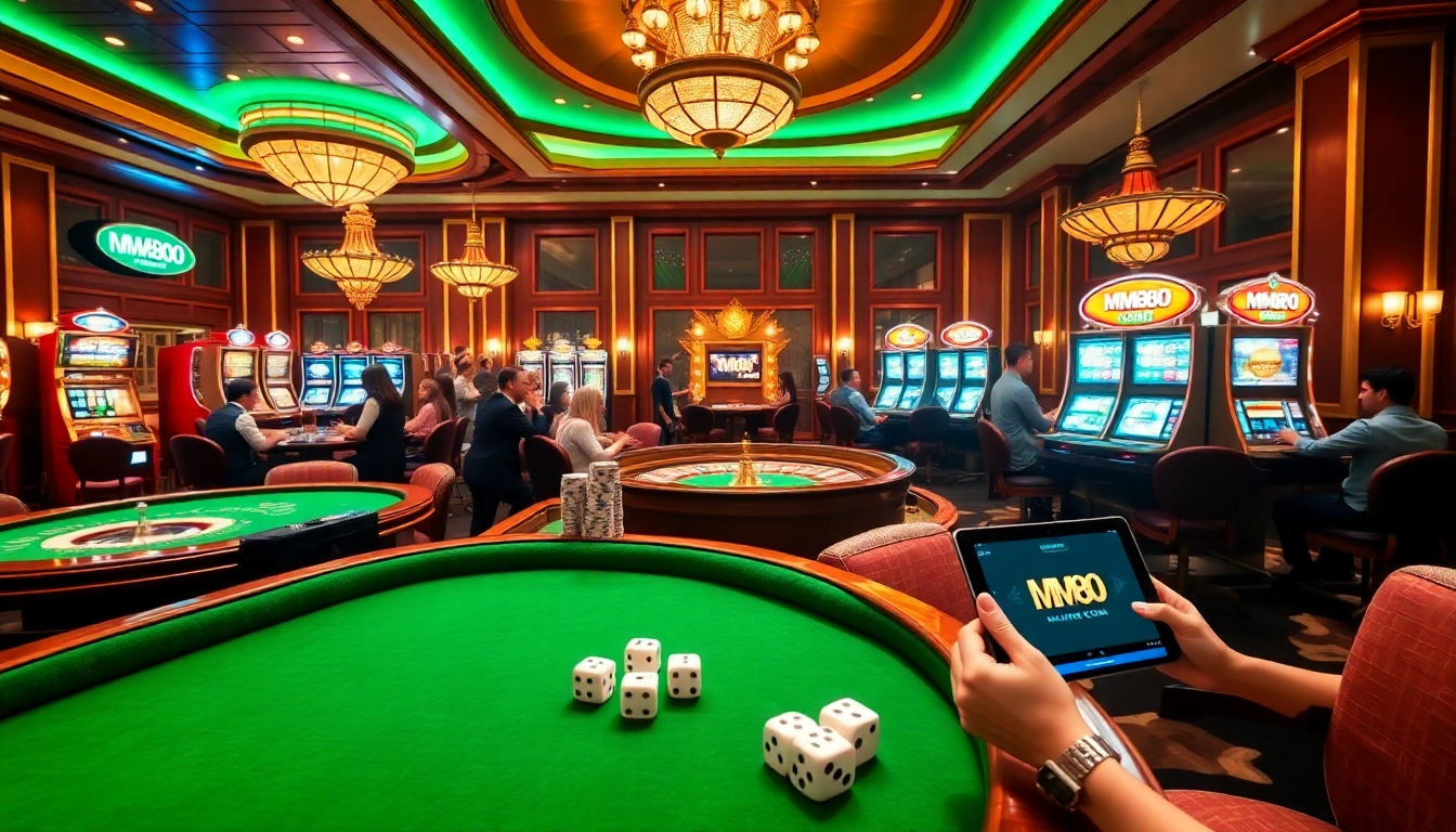 Experience vibrant gameplay at MM88 COM with luxury casino tables, winning slots, and engaged players.