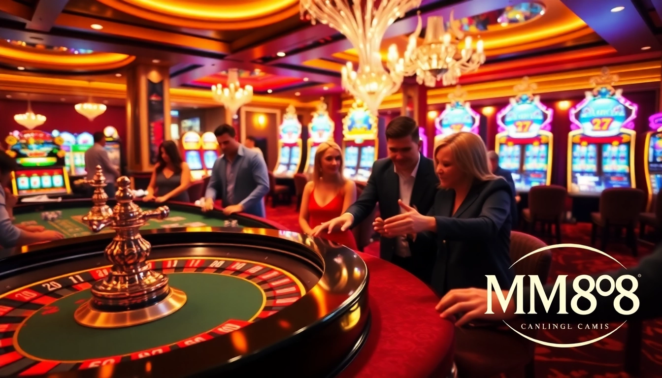 Experience thrilling gameplay at MM88's luxurious online casino with vibrant roulette and slots.