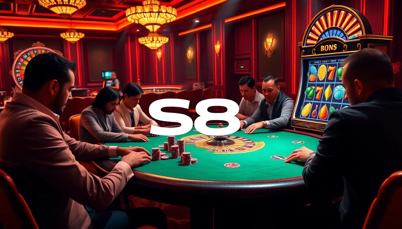 S8 brings excitement to the casino with engaging poker and slot games in a luxurious setting.
