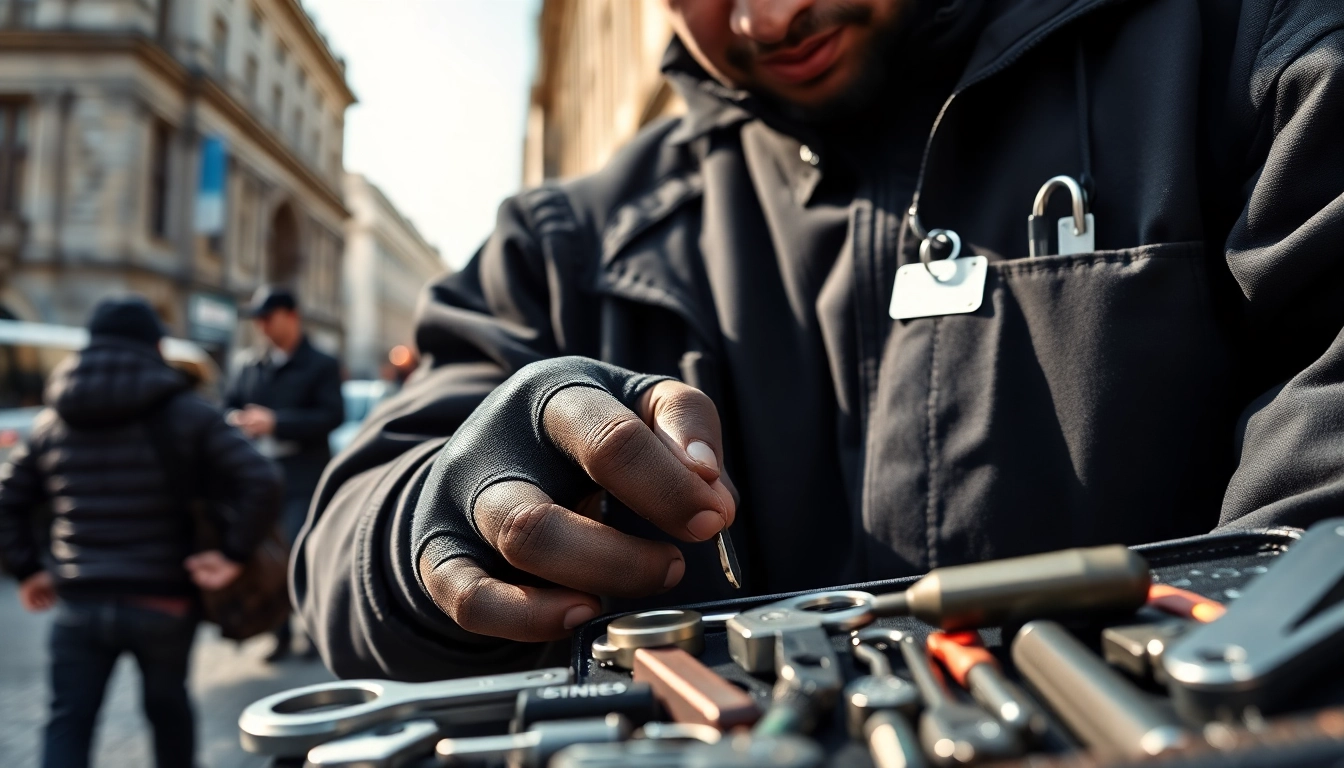Schlüsseldienst Notdienst Berlin zeigt einen professionellen Schlosser bei der Arbeit.