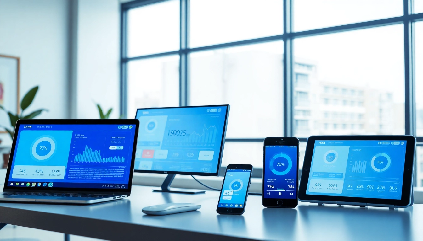 在专业工作区的现代设备上显示的快连官网界面，象征着先进的网络加速。